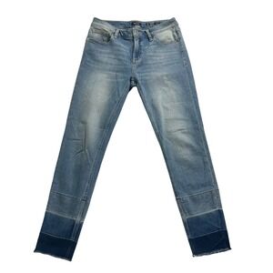 Miss Me Ankle Skinny‎ Jeans Frayed Ombré Hem Stretch Light Wash Denim Size 28